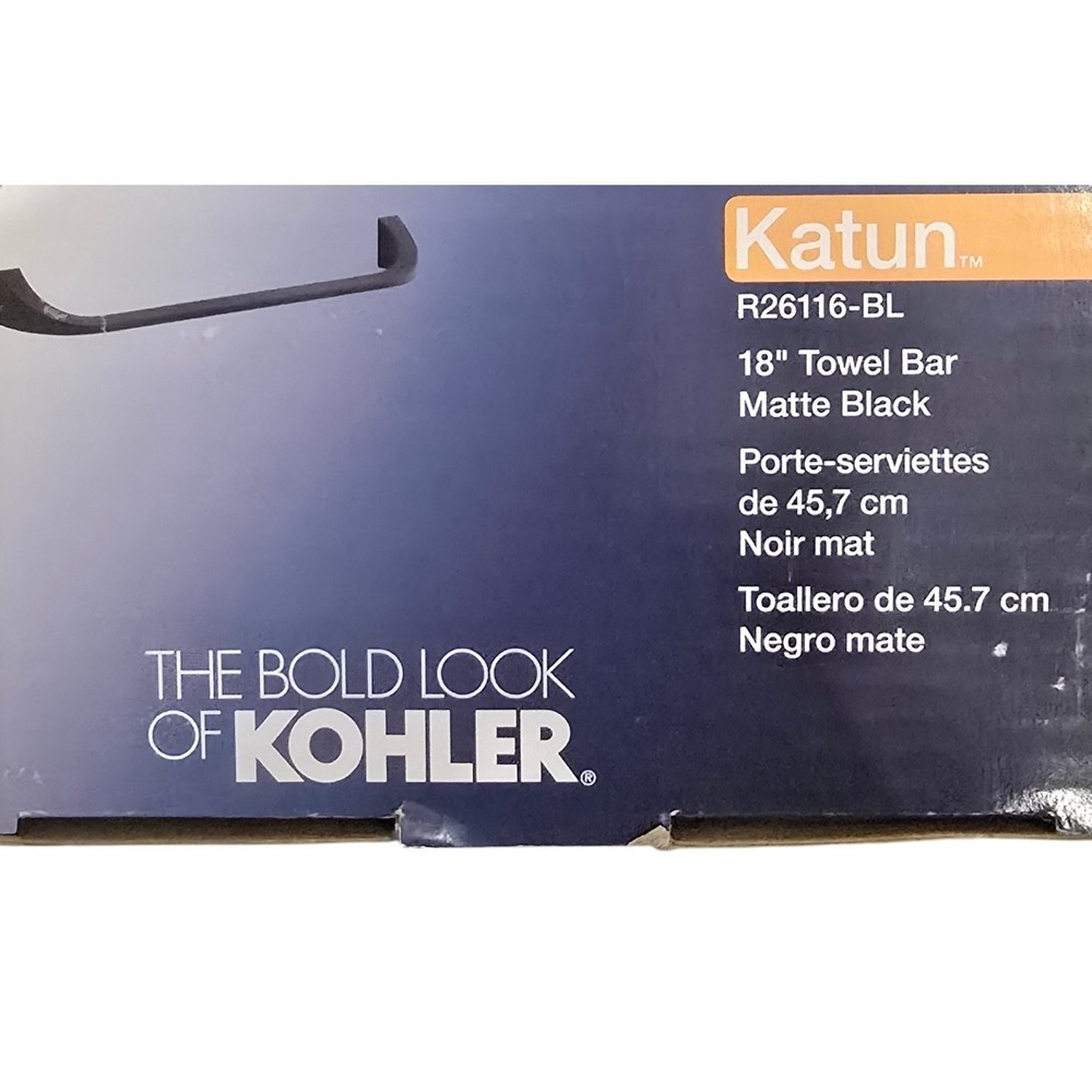 KOHLER Katun 18 in Wall Mounted Towel Bar‎ Matte Black R26116-BL Bathroom